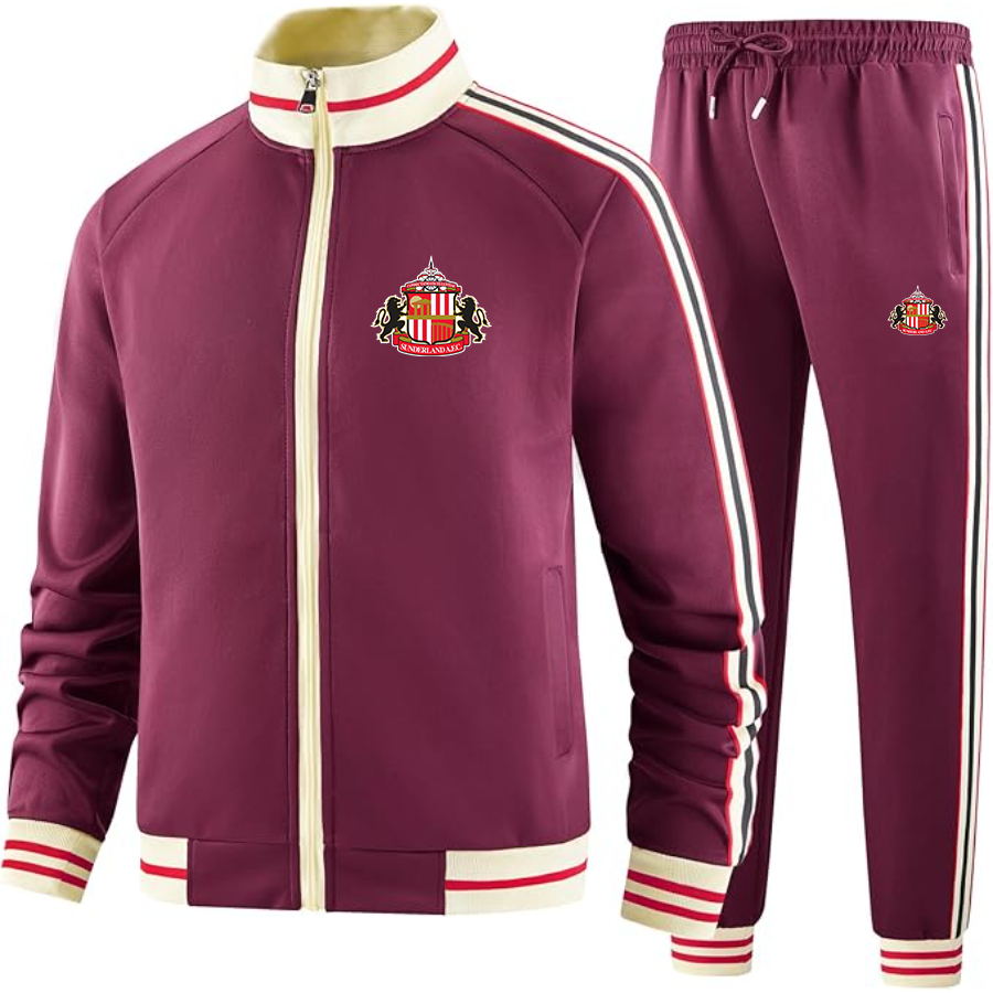 Men's  Sunderland AFC Soccer Tracksuit with Bold Striped Accents and Zippered Front